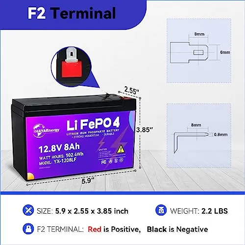 12V 8Ah Lithium Battery, 5000  Deep Cycle LiFePO4 Battery with 10A BMS for Fish Finder, UPS System, Router, Kids Cars