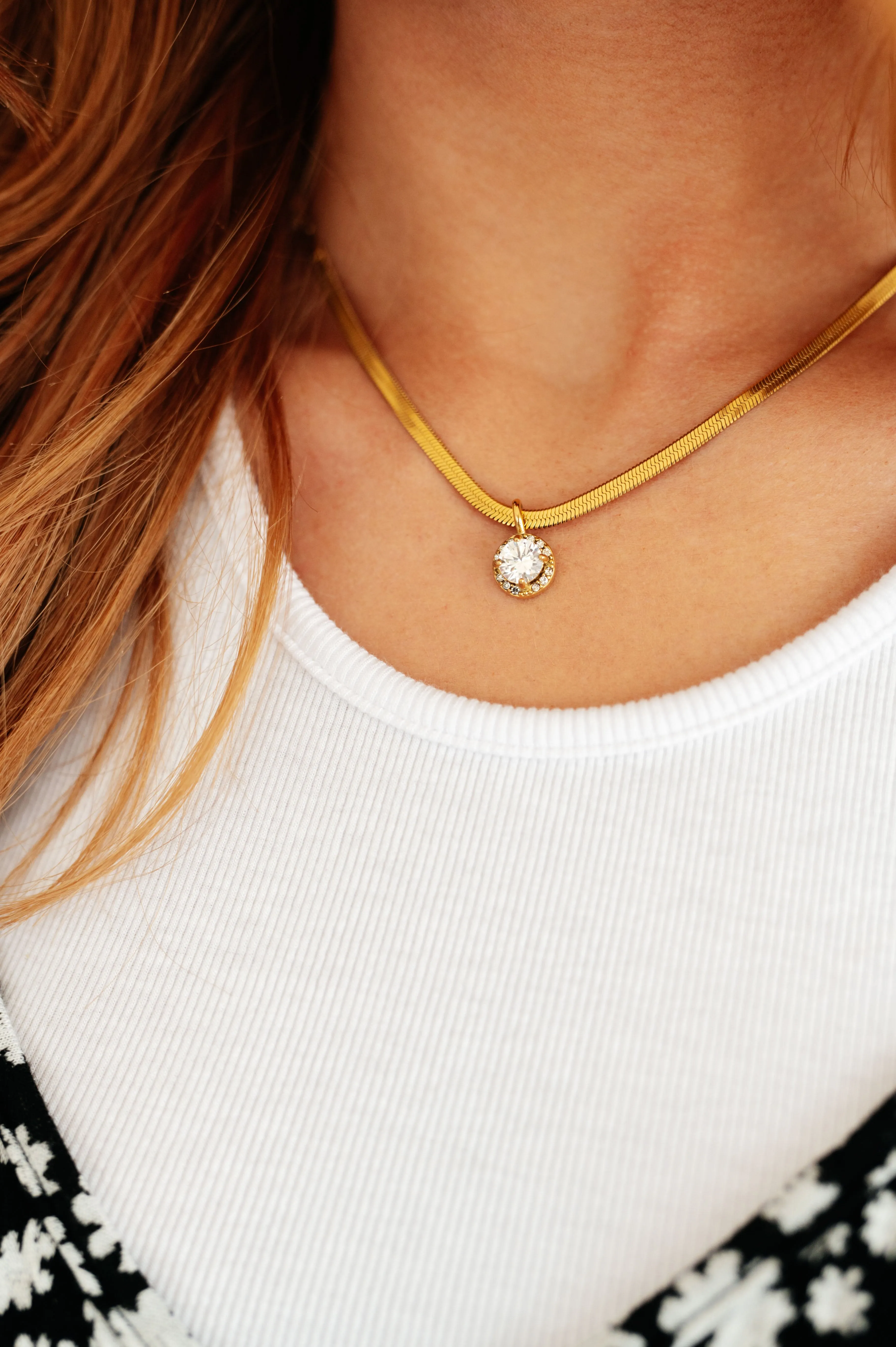 18K Gold Here to Shine Gold Plated Necklace in White