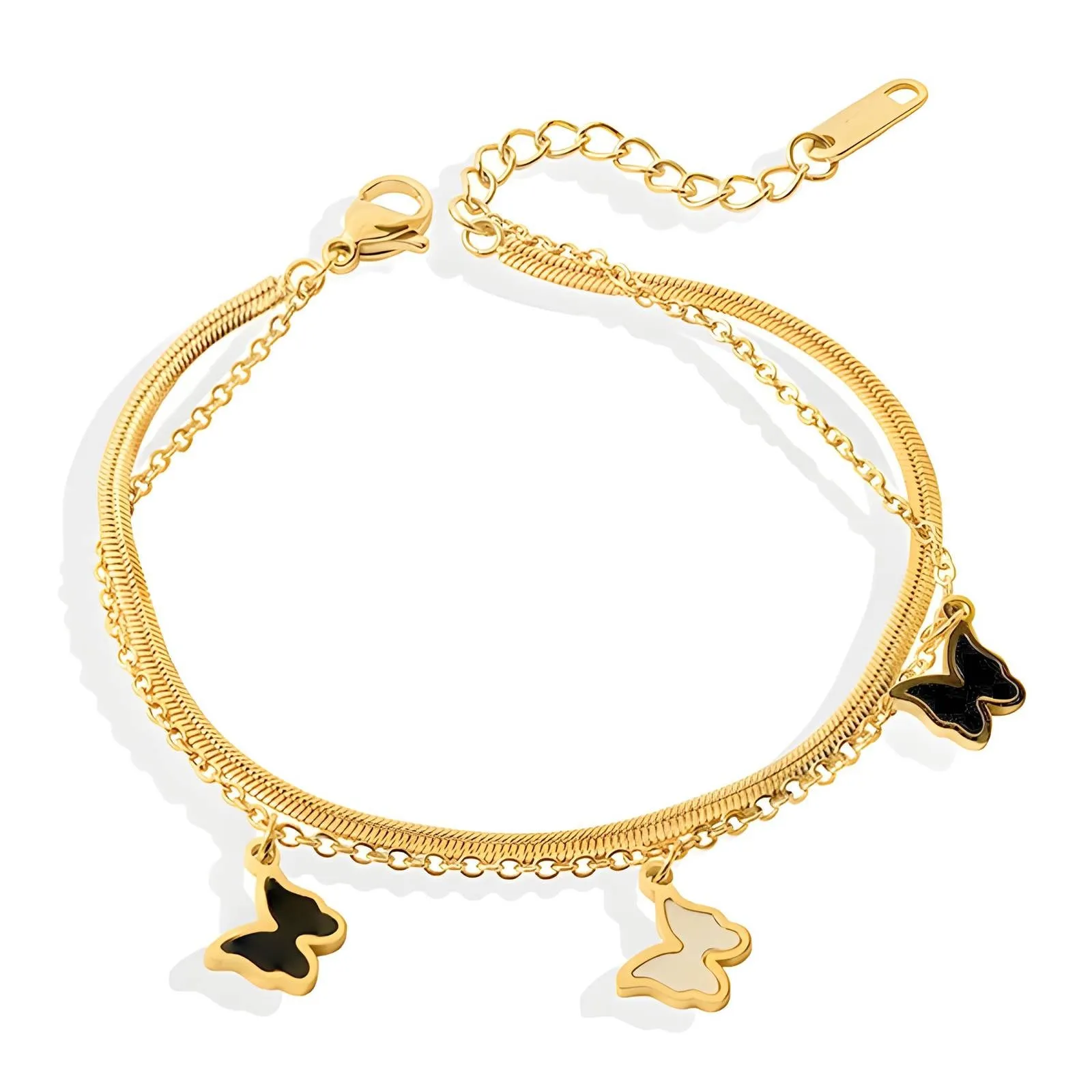 18K Gold Plated Stainless Steel  Butterfly Mini Charm Bracelet