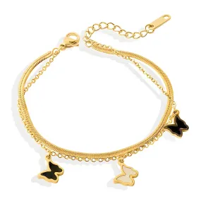 18K Gold Plated Stainless Steel  Butterfly Mini Charm Bracelet