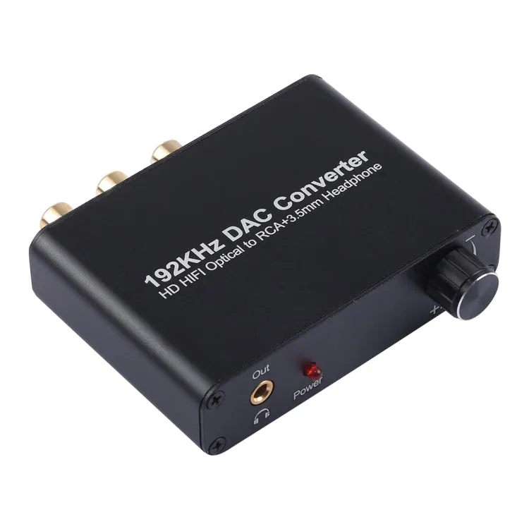 192KHz DAC Converter HD HIFI Optical to RCA 3.5mm Headphone 5.1 Channel Digital Audio Converter with Volume Control