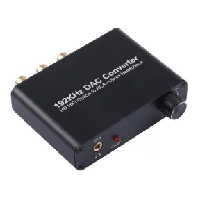 192KHz DAC Converter HD HIFI Optical to RCA 3.5mm Headphone 5.1 Channel Digital Audio Converter with Volume Control
