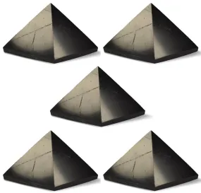 5 Pcs Authentic Shungite Pyramids Polished, 50 mm / 1.96" Real Shungite Stones Shungite Crystal Pyramid Home Protection Room Decor Office Decor Authentic Crystals Black Pyramid 50 mm / 1.96"