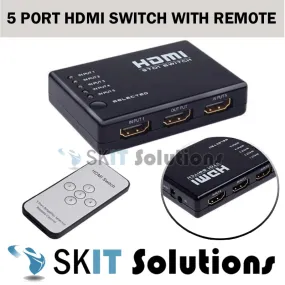 5 Port HDMI Switch 5to1 Switcher Hub Remote Control
