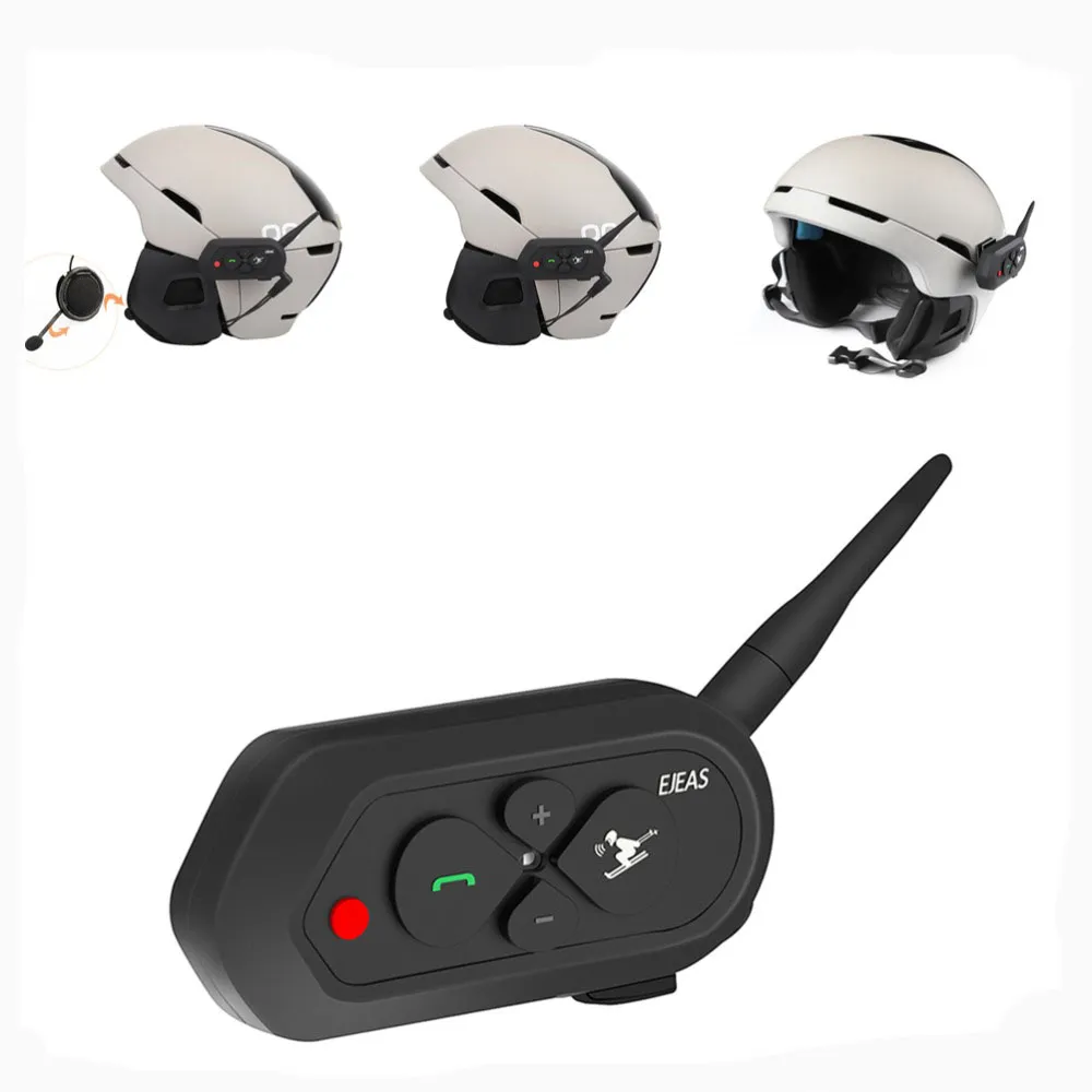 500Mah 1200M EJEAS Motorcycle Skiing Helmet Intercom Headset with Bluetooth Function