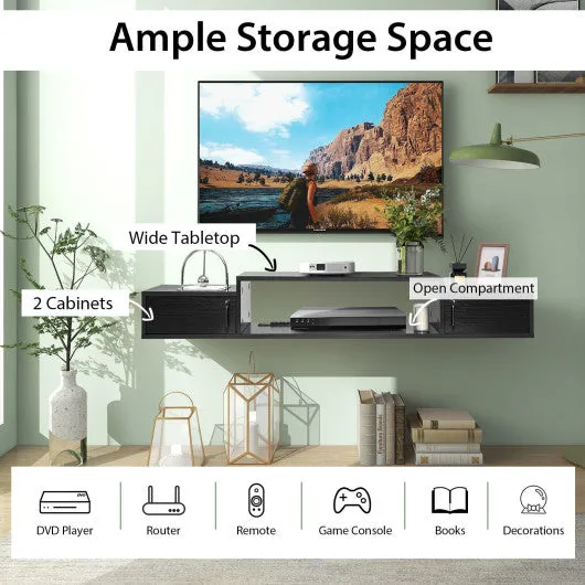55 Inches Floating TV Stand with Power Outlet-Black