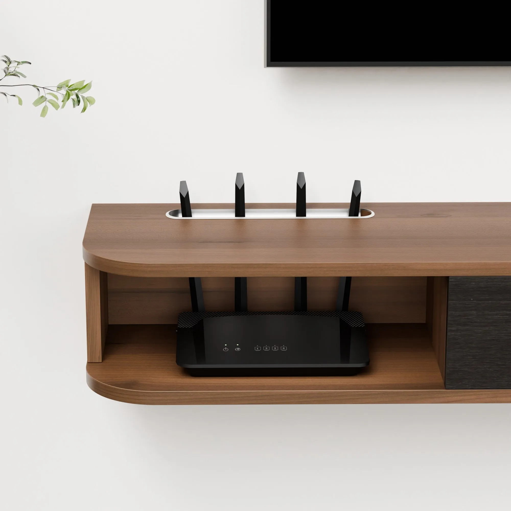 55" Eclan Floating TV Stand, Walnut