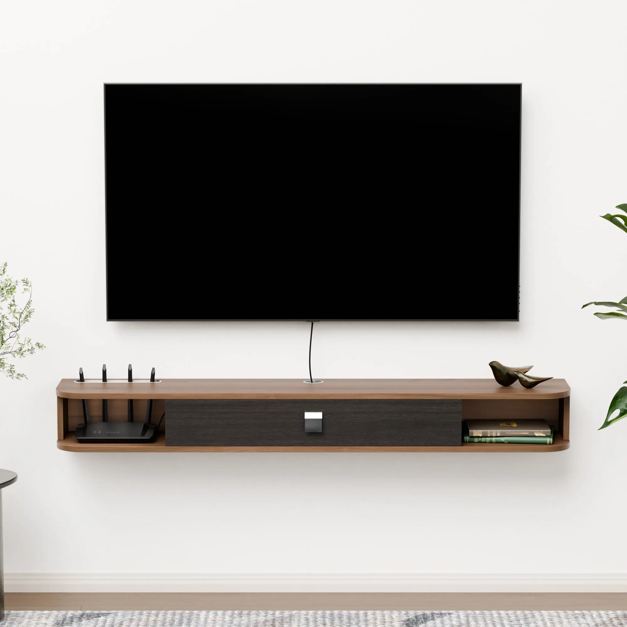 55" Eclan Floating TV Stand, Walnut