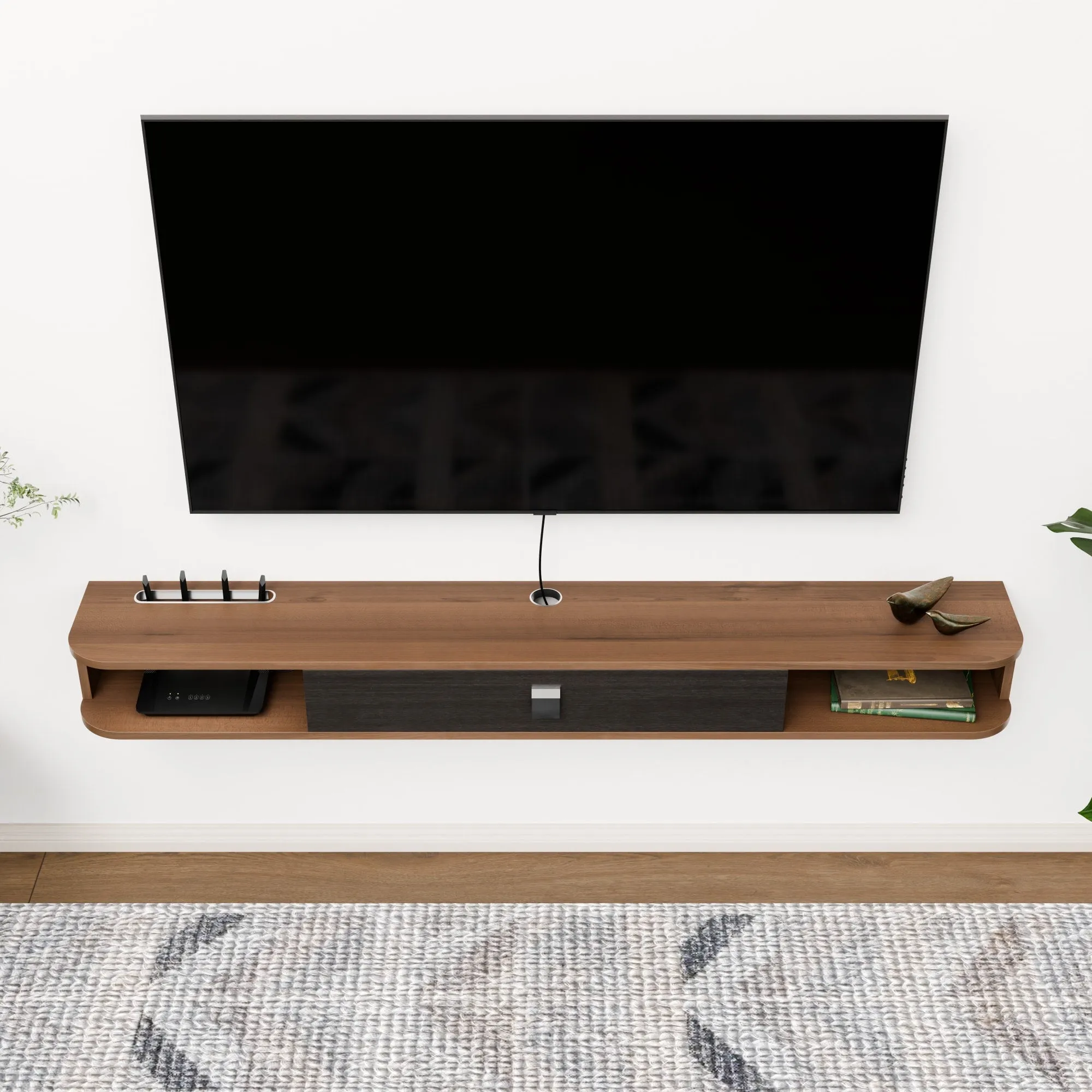 63" Eclan Floating TV Stand, Walnut