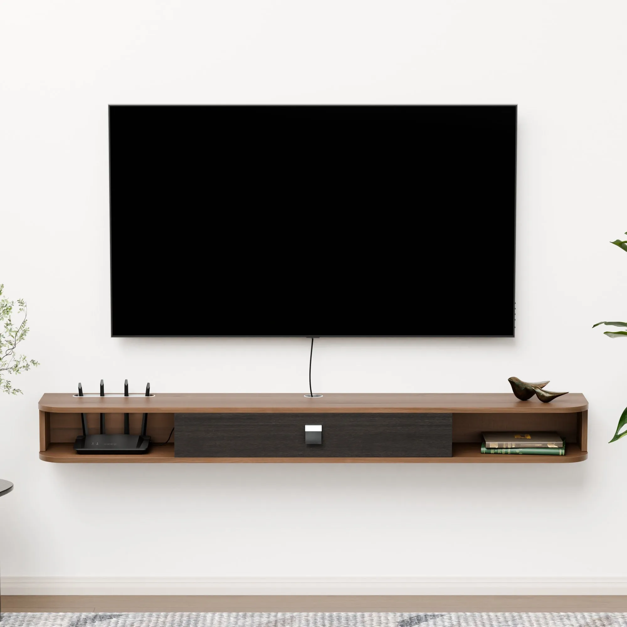 63" Eclan Floating TV Stand, Walnut