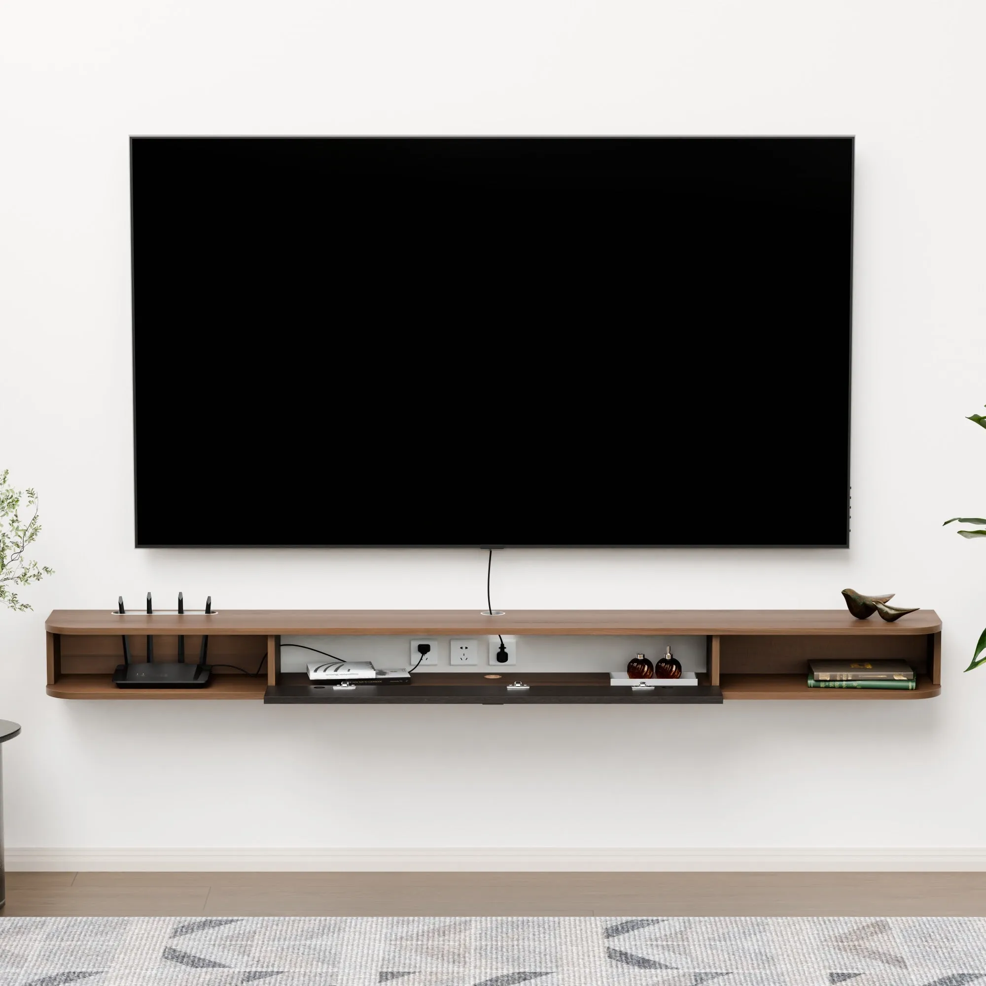 78" Eclan Floating TV Stand, Walnut