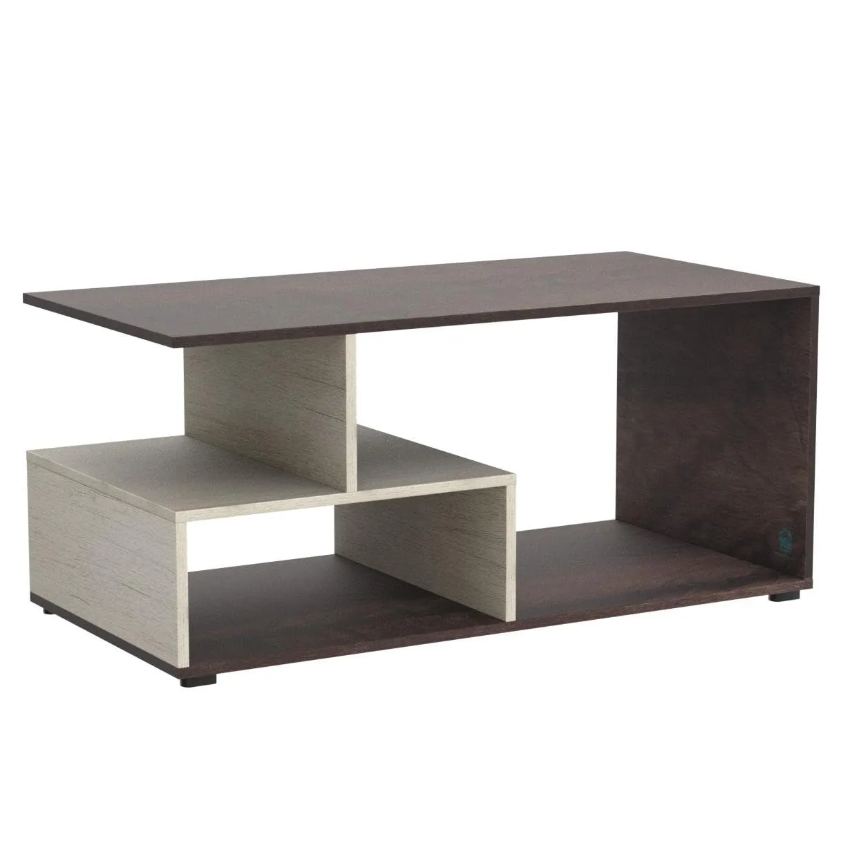 ABOUT SPACE Coffee Table - Portable Wooden Centre Table with Storage & Open Rack - DIY Furniture - Sofa Tea Poyee Table for Living Room, Home, Office Tea Table(Beige & Walnut - L 101 x B 40 x H 47 cm)
