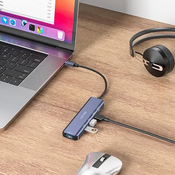 ACASIS DS-7UV5 5-in-1 USB 3.0 to Type C Hub Docking Station with 100W PD Fast Charging, and 5Gbps High Speed Data