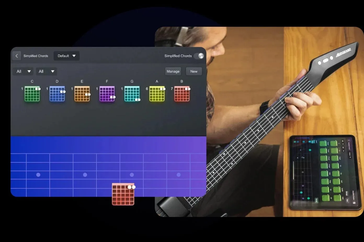 AeroBand Smart Silicone Strings Bluetooth USB MIDI Function Guitar Set
