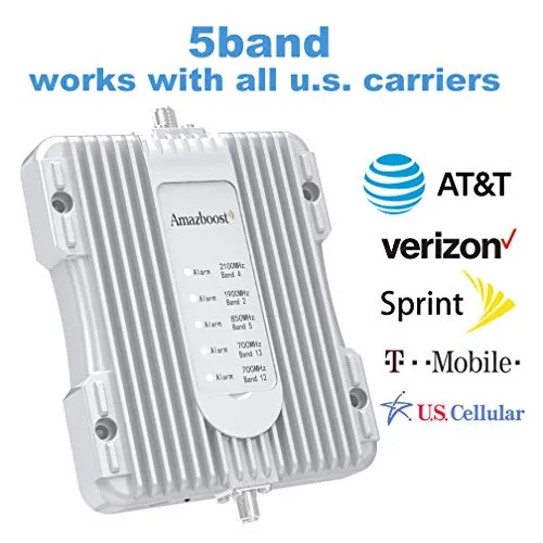 Amazboost Cell Phone Booster for Home -Up to 2,500 sq ft,Cell Phone Signal Booster Kit,All U.S. Carriers -Verizon,AT&T, T-Mobile, Sprint & More-4G 3G 2G LTE FCC Approved