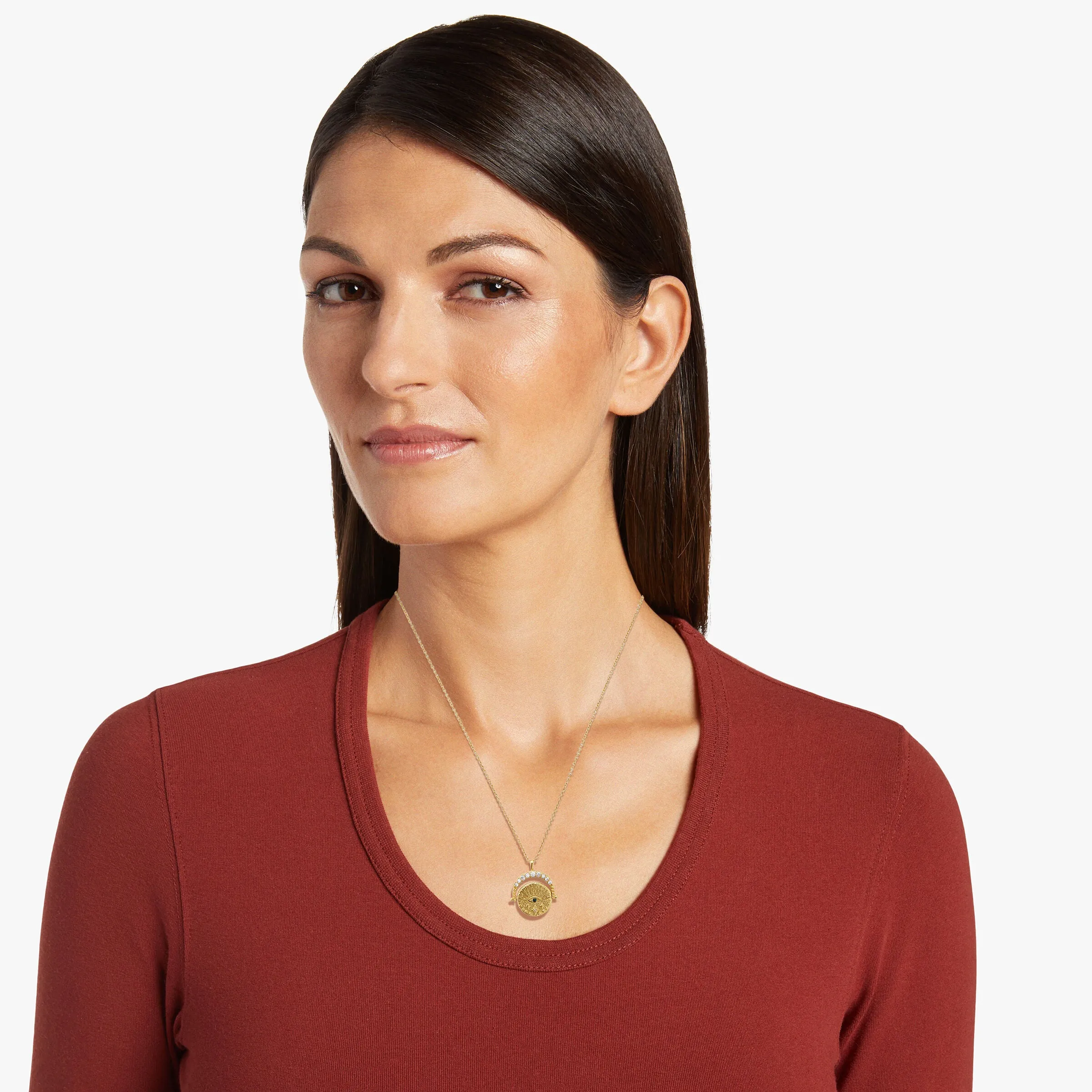 Aptos Flipping Evil Eye Pendant in Gold & CZ