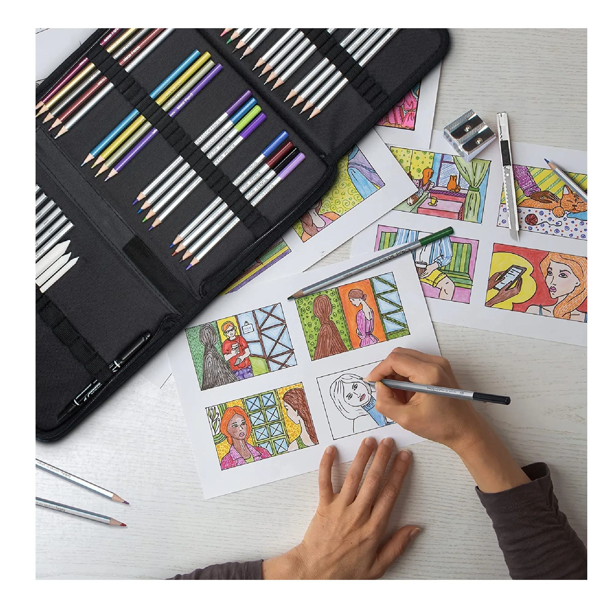 Bellofy Sketching Drawing Kit Set 72 Pieces And 100 Sheets Sketchbook | Art Supplies for Teen Adults | Art Pencils Coloring Set