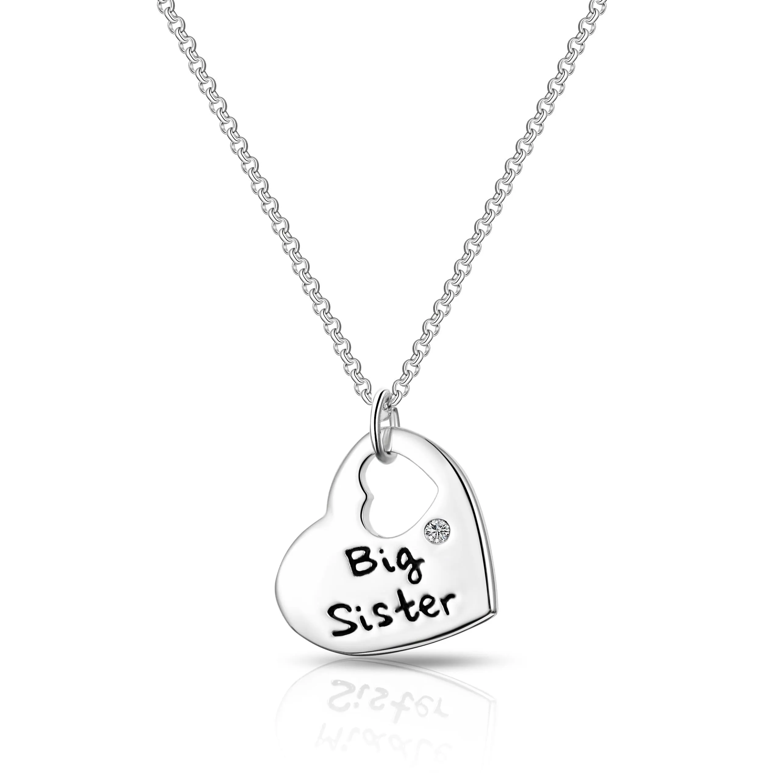 Big Sister Heart Necklace Created with Zircondia® Crystals