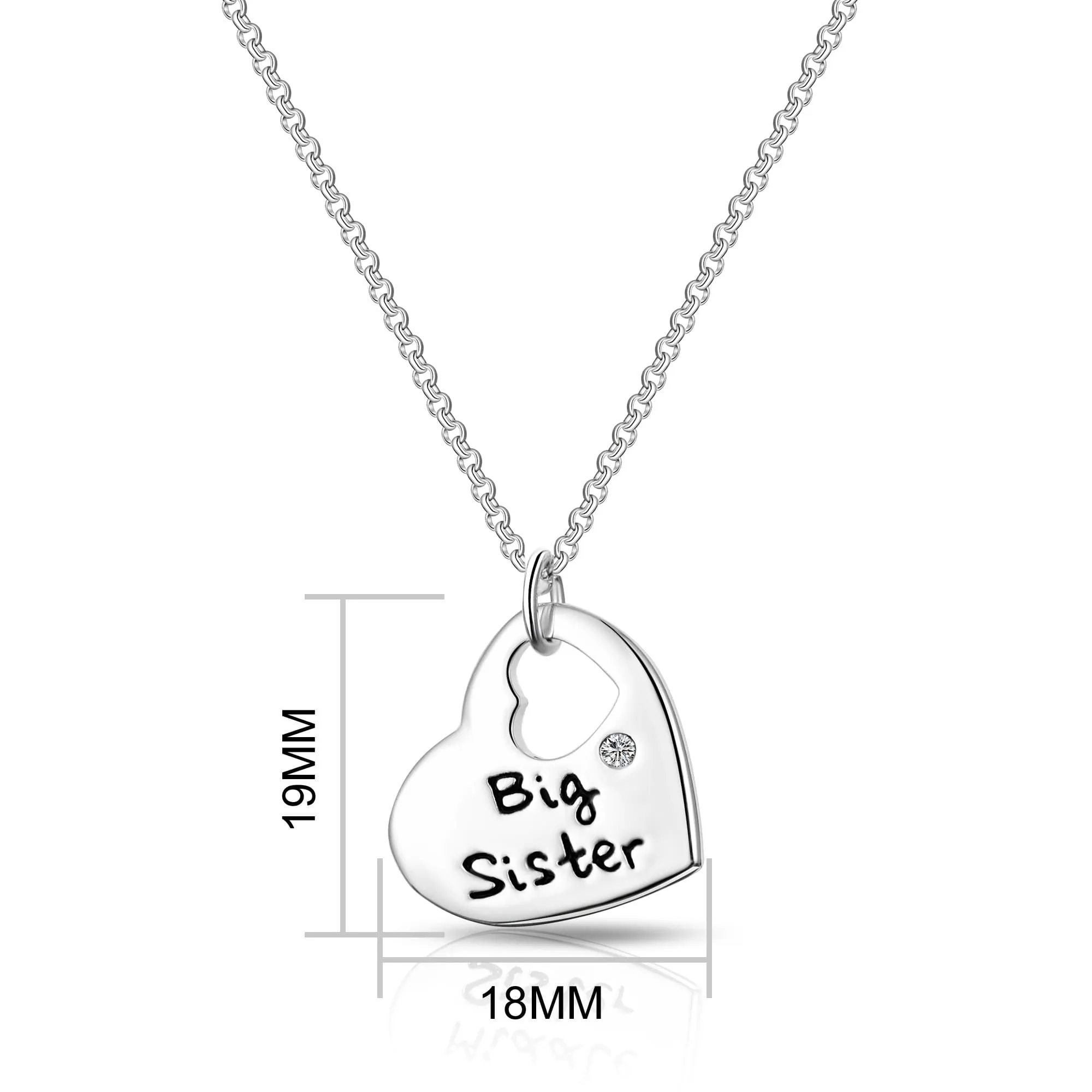Big Sister Heart Necklace Created with Zircondia® Crystals