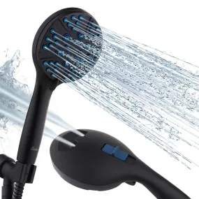 Black High Pressure Shower Head with Handheld 8 Spray Settings Removable Head