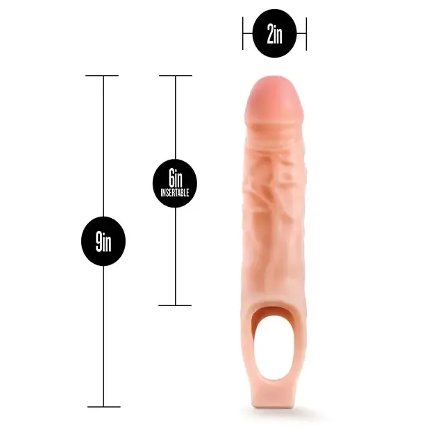 Enhanced Silicone Cock Sheath Extender with 11.5-inch Performance Plus for Increased Pleasure - Beige