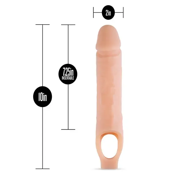 Enhanced Silicone Cock Sheath Extender with 11.5-inch Performance Plus for Increased Pleasure - Beige