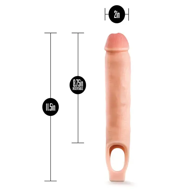 Enhanced Silicone Cock Sheath Extender with 11.5-inch Performance Plus for Increased Pleasure - Beige