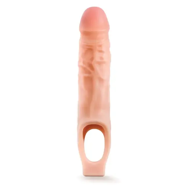 Enhanced Silicone Cock Sheath Extender with 11.5-inch Performance Plus for Increased Pleasure - Beige