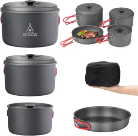 Camping Cookware Pots and Pans Set With Mesh Carry Bag