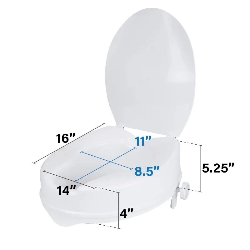 Clamp On Raised Handicap Toilet Seat Riser 4"