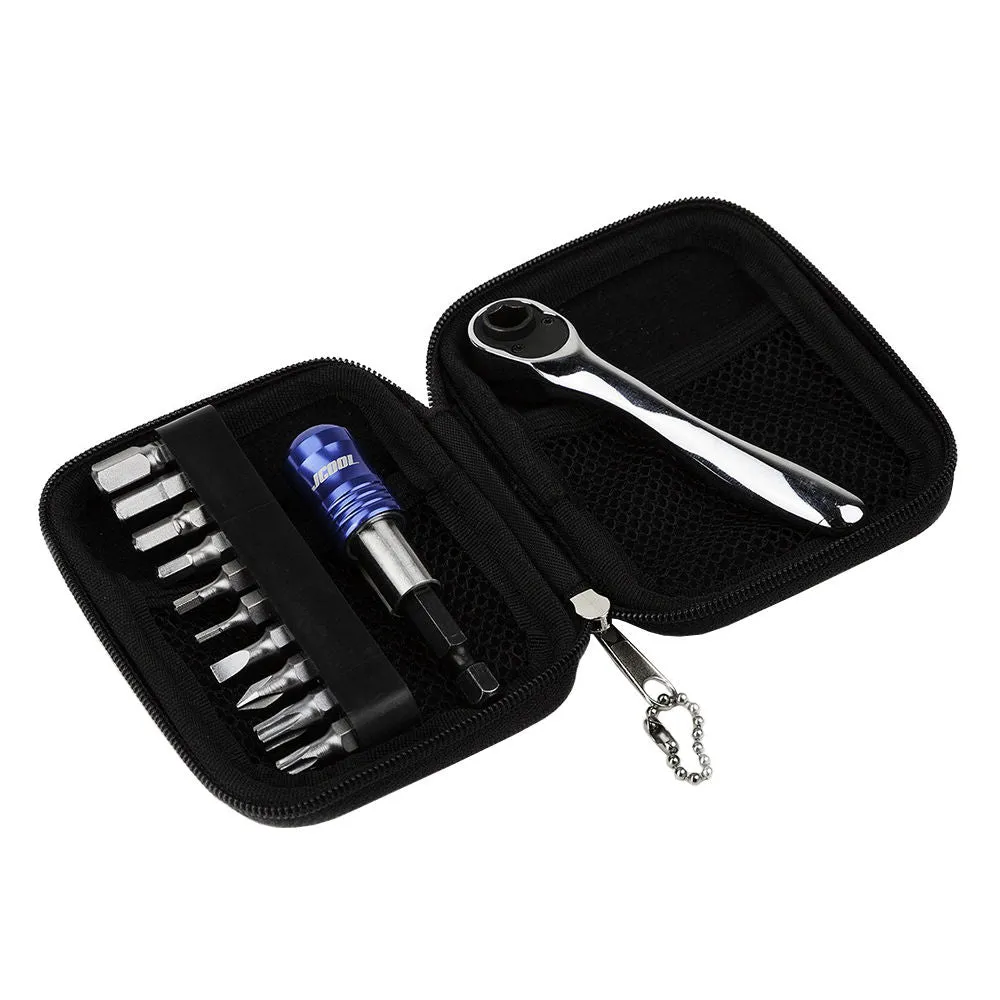 CYCLE ENTHUSIASTS "MUST HAVE" ITEM COMPACT MINI RATCHET MULTI TOOL BIKE KIT IN CASE VERY HIGH QUALITY RED  RRP £25
