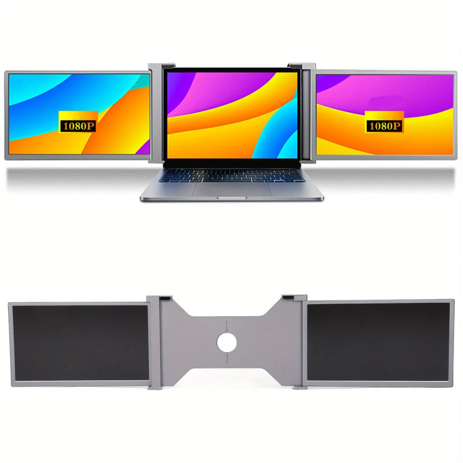 Dual Extender Screen 38.1cm FHD 1080P IPS Folding Dual Monitor Extender Portable Monitor for Laptops PCs Mobile Phones Space Gray