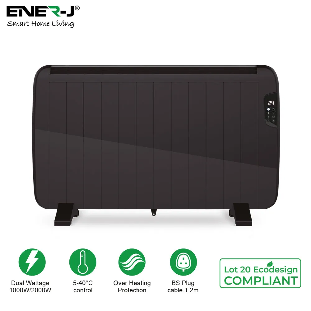Ener J 2000W Smart Heater with Aluminium Heating Element & Remote - Black