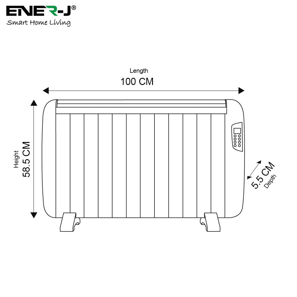Ener J 2000W Smart Heater with Aluminium Heating Element & Remote - Black