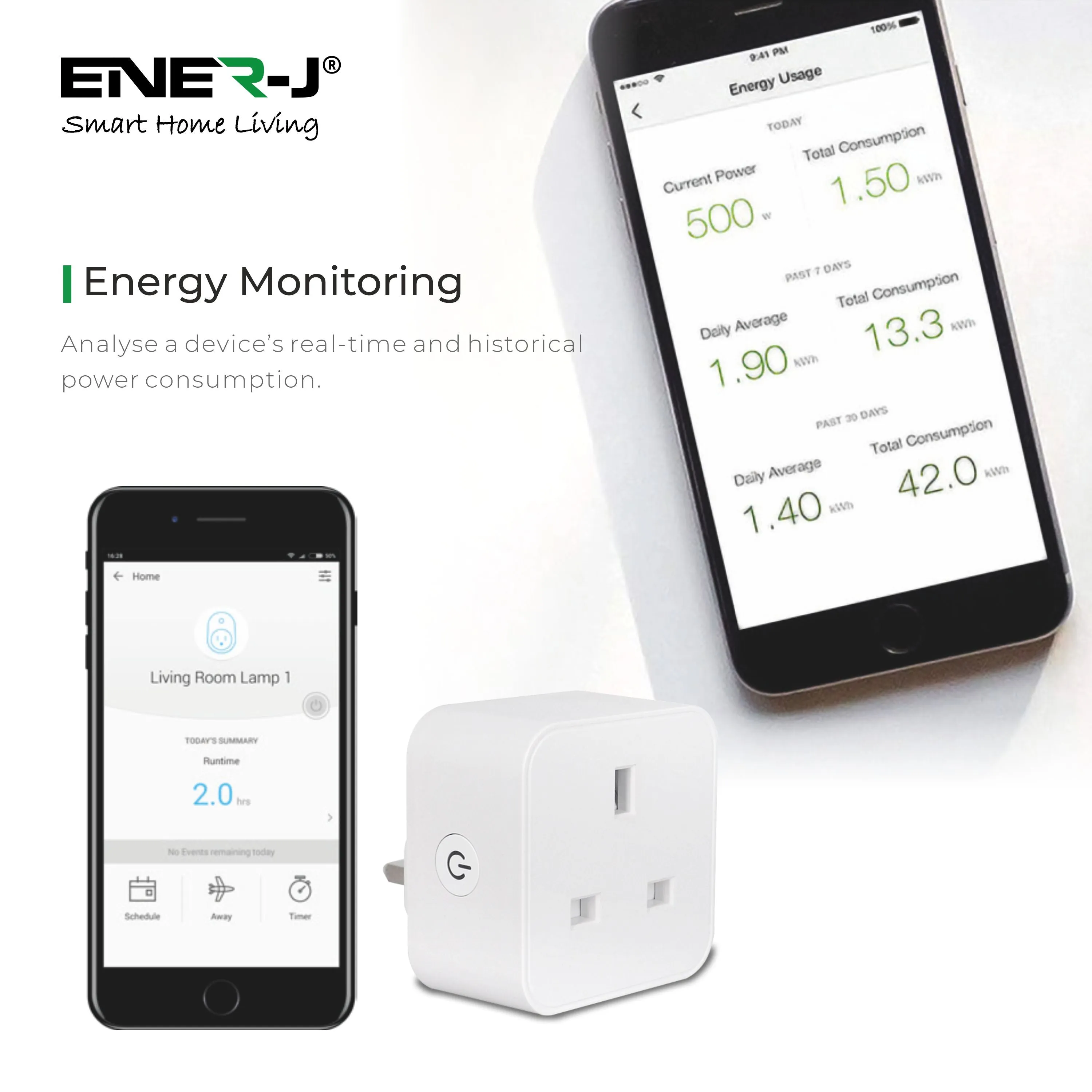 Ener J WiFi Smart Mini plug square UK BS Plug (3 pack) SHA5324-3(MYS1002)