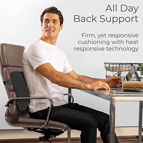 Everlasting Comfort Lumbar Support Pillow for Office Chair Back - Improve Posture While Sitting - Memory Foam Cushion Design for Computer Desk, Car, Gaming, Couch, Recliner