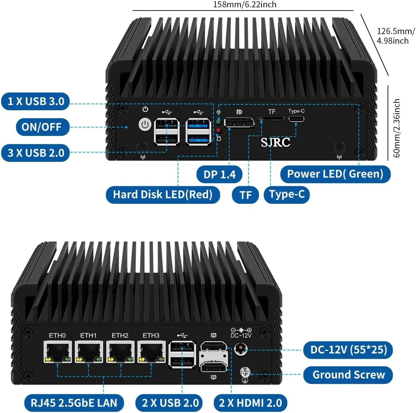 Firewall Mini PC I3 N355 (Up to 3.9Ghz), Fanless Network Appliance with 4 X 2.5Gbe I226-V, Win/Opnsense Router PC 32G DDR5 RAM