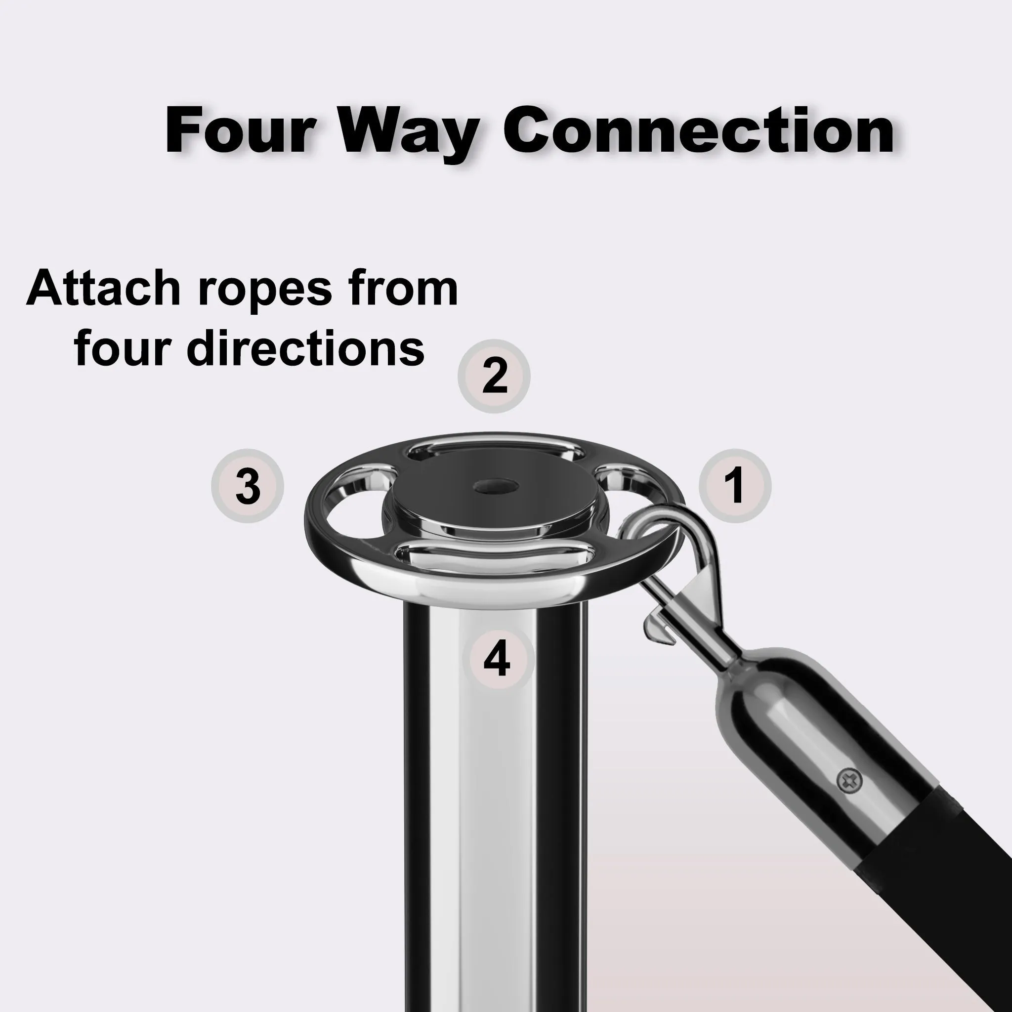 Flat Top Dual Rope Stanchion with Low Profile Base - Montour Line CXLineD