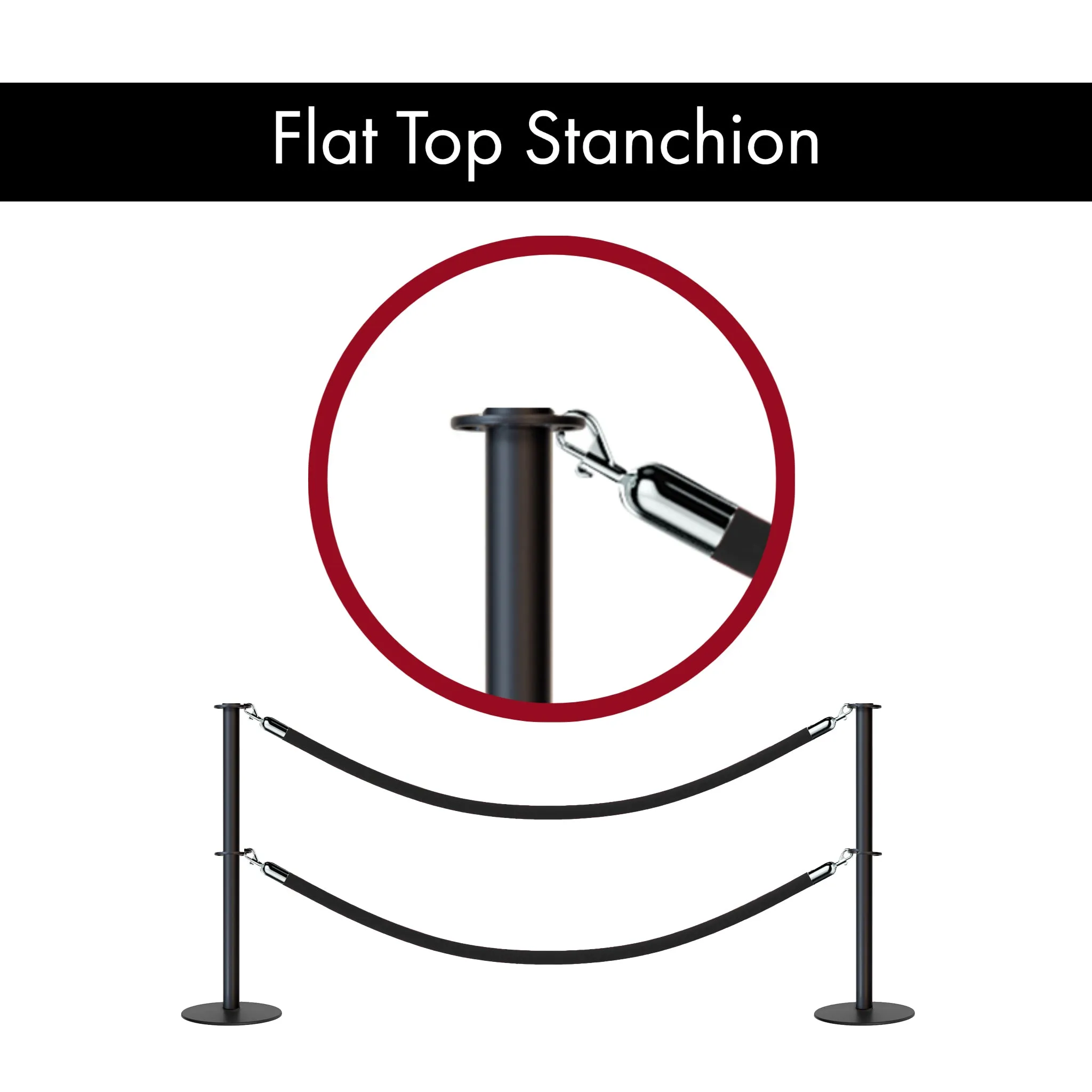 Flat Top Dual Rope Stanchion with Low Profile Base - Montour Line CXLineD