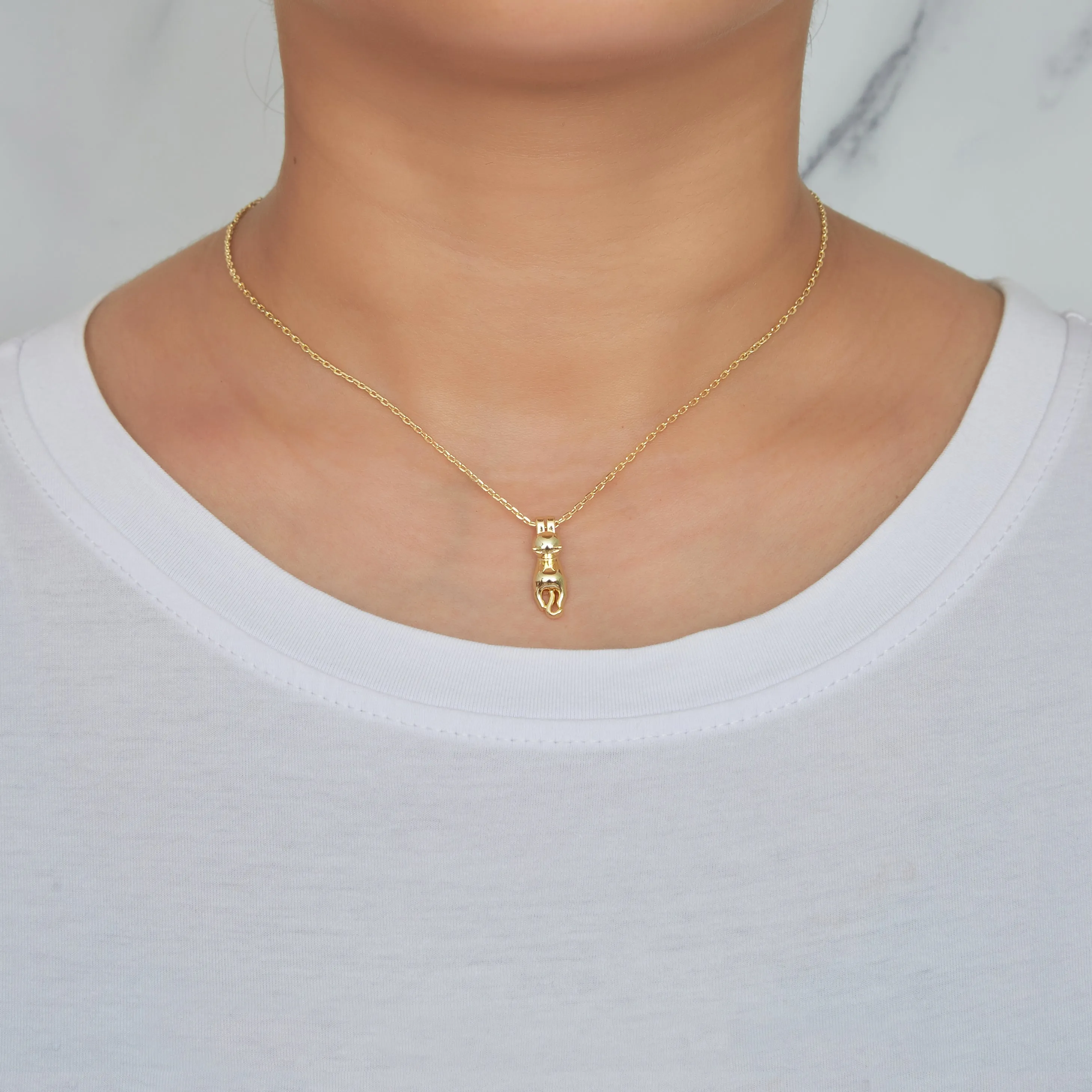 Gold Plated Cat Necklace