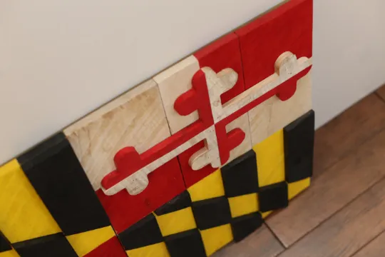 Handmade Wooden Maryland Flag  |  Maryland Decoration  |  Rustic Signs  |  Wall Art  |  Wood Flag  |  Reclaimed Wood