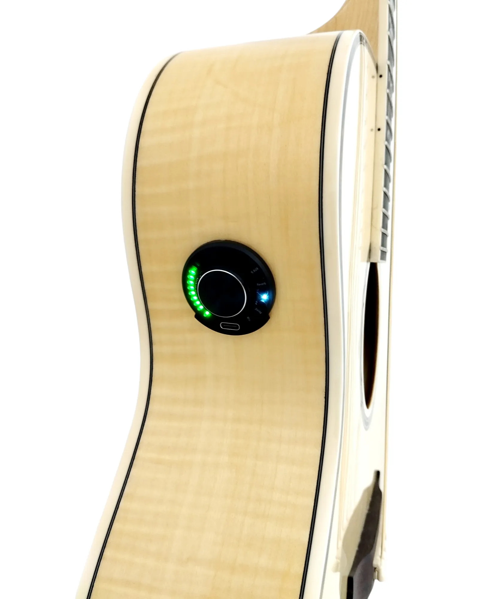 Haze SDG837SPCEQN All Flame Maple with Double OS1 Vibration Pickup Cutaway Acoustic Guitar - Natural