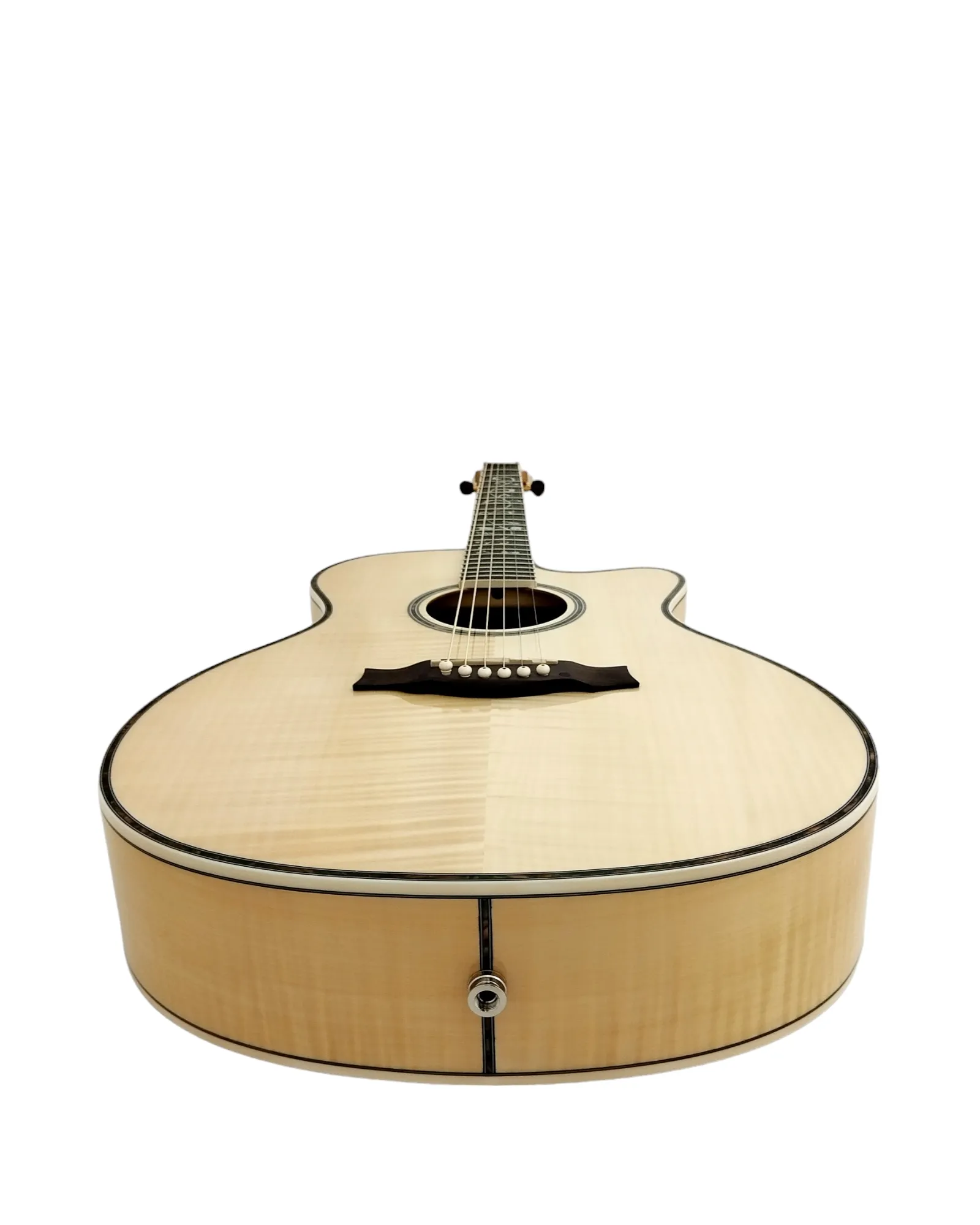 Haze SDG837SPCEQN All Flame Maple with Double OS1 Vibration Pickup Cutaway Acoustic Guitar - Natural