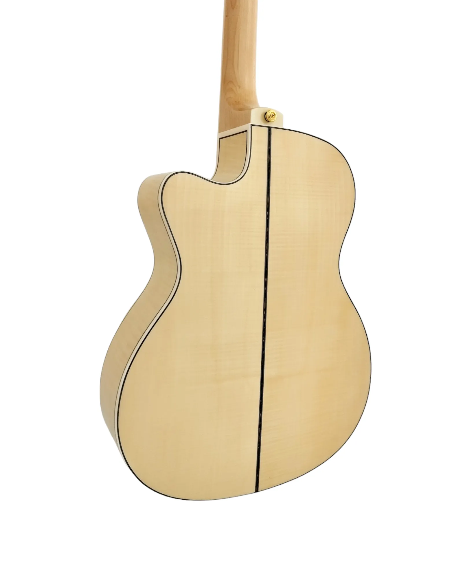 Haze SDG837SPCEQN All Flame Maple with Double OS1 Vibration Pickup Cutaway Acoustic Guitar - Natural