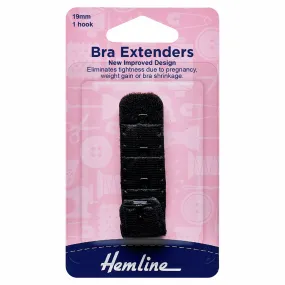 Hemline Bra Back Extender - Black 19mm