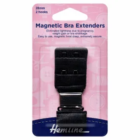 Hemline Magnetic Bra Back Extender - Black 28mm