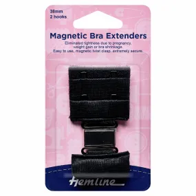 Hemline Magnetic Bra Back Extender - Black 38mm