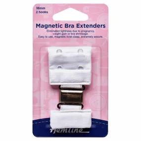 Hemline Magnetic Bra Back Extender - White 38mm