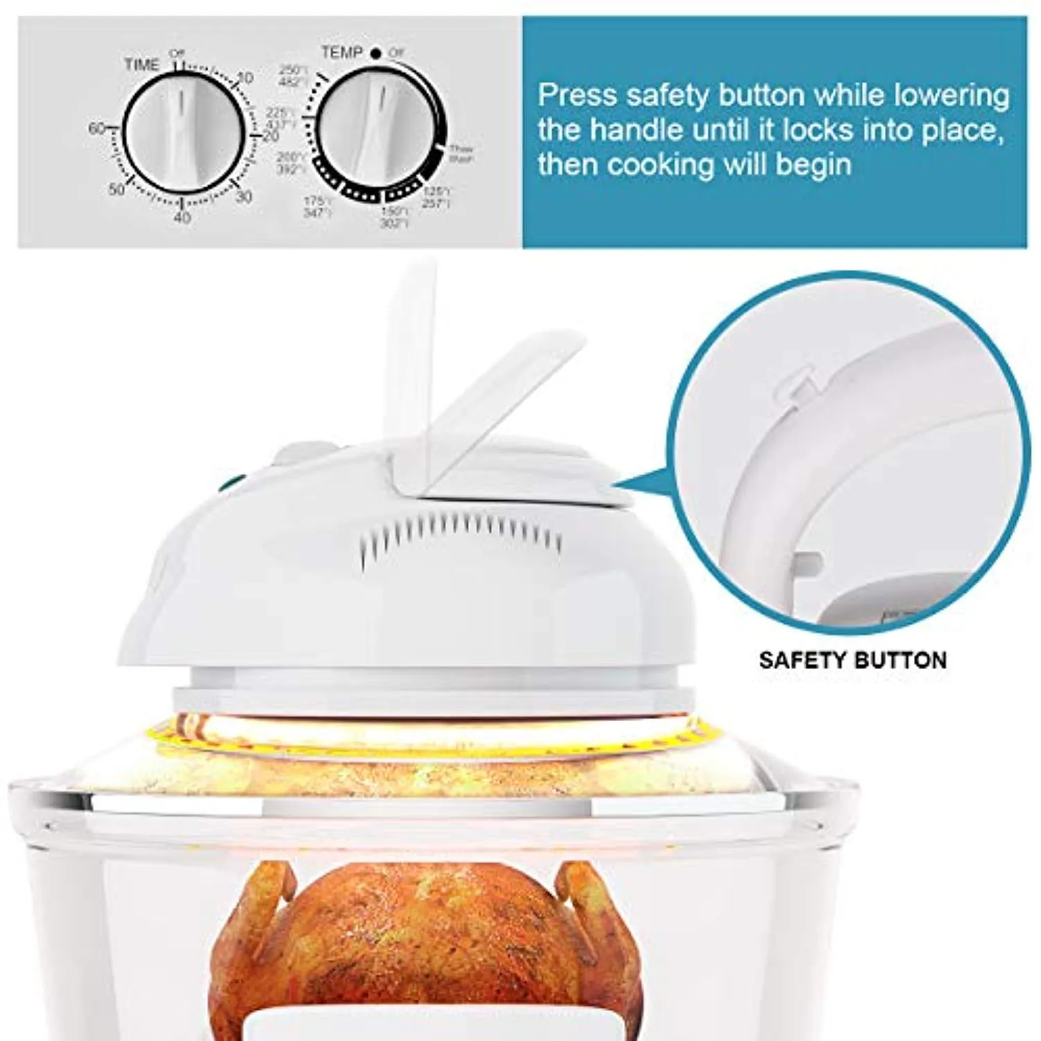 Infrared Halogen Convection Oven with Stainless Steel Extender Ring