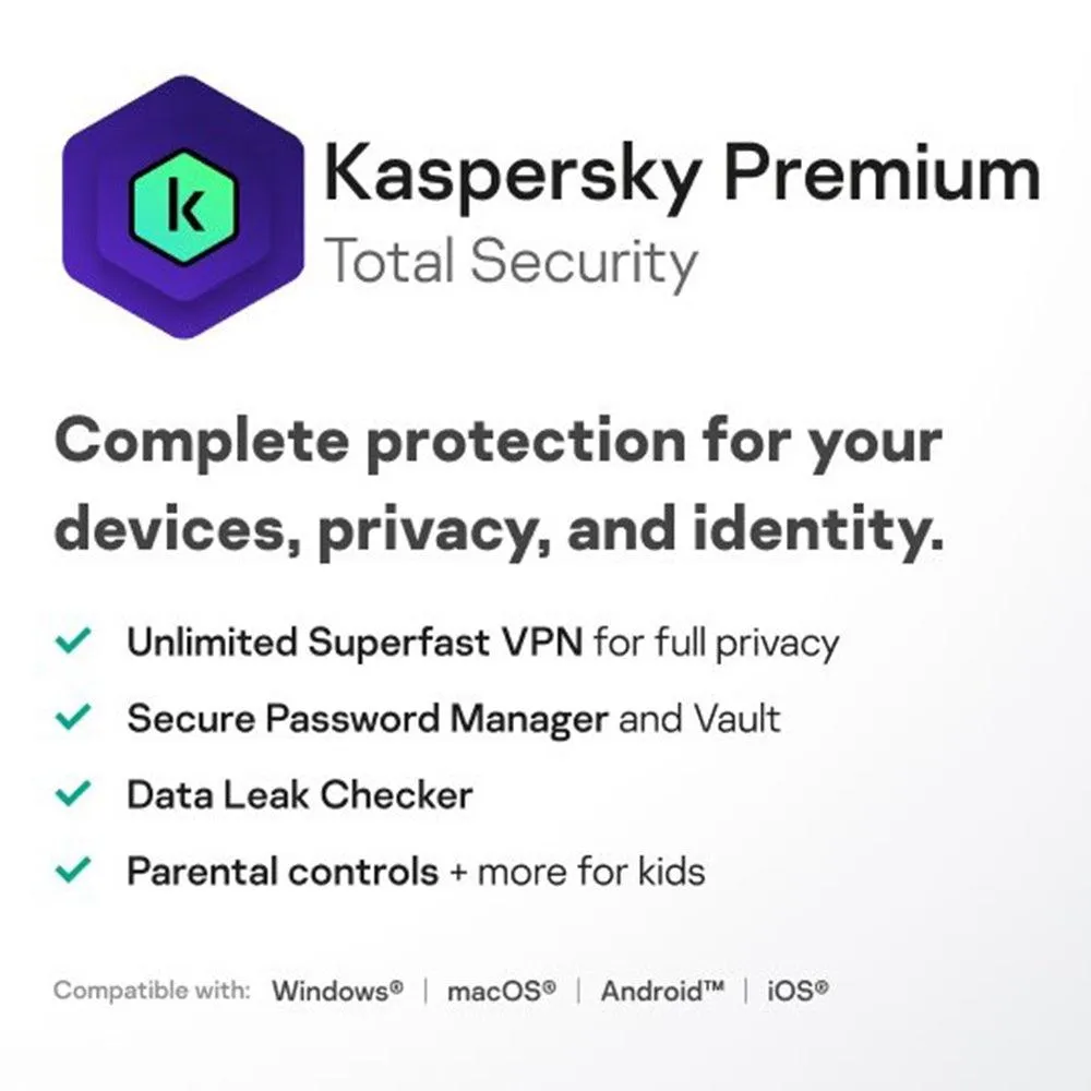 Kaspersky Total Security Premium Protection 1 Device